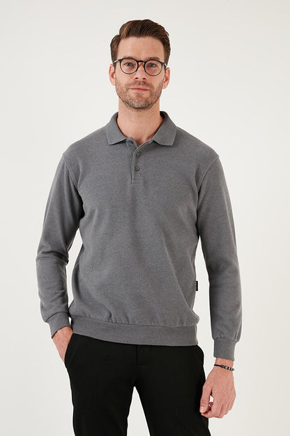 Cotton Blend Regular Fit Polo Neck Sweater 456223