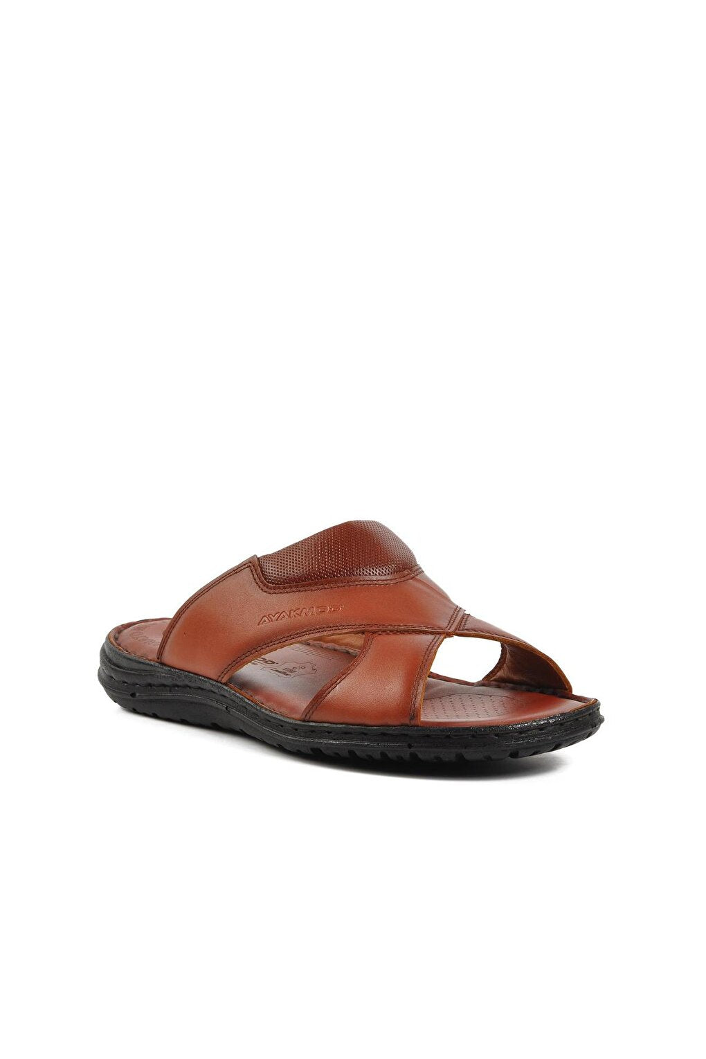 B15.175 Tan Inside and Outside Genuine Leather Men's Slippers