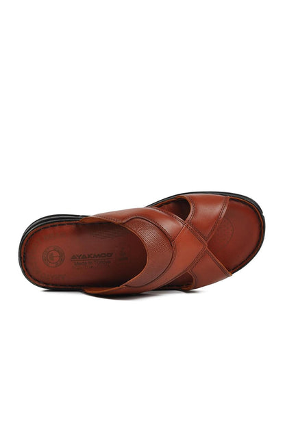 B15.175 Tan Inside and Outside Genuine Leather Men's Slippers