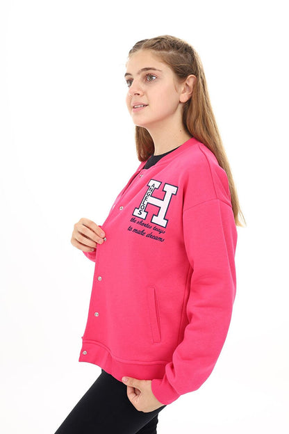 Girl's College Style H Printed Jacket 7 -13 Years Lx273