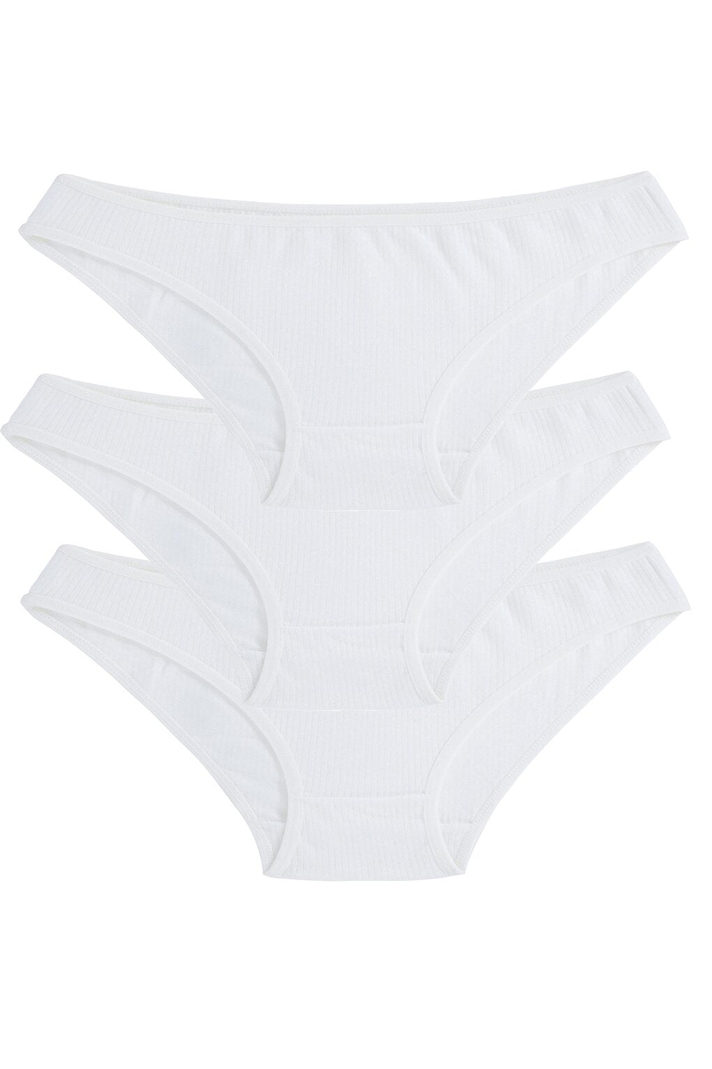 Women's White Ribbed 3-Piece Panties 135