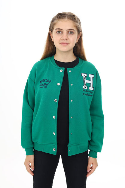 Girl's College Style H Printed Jacket 7 -13 Years Lx273