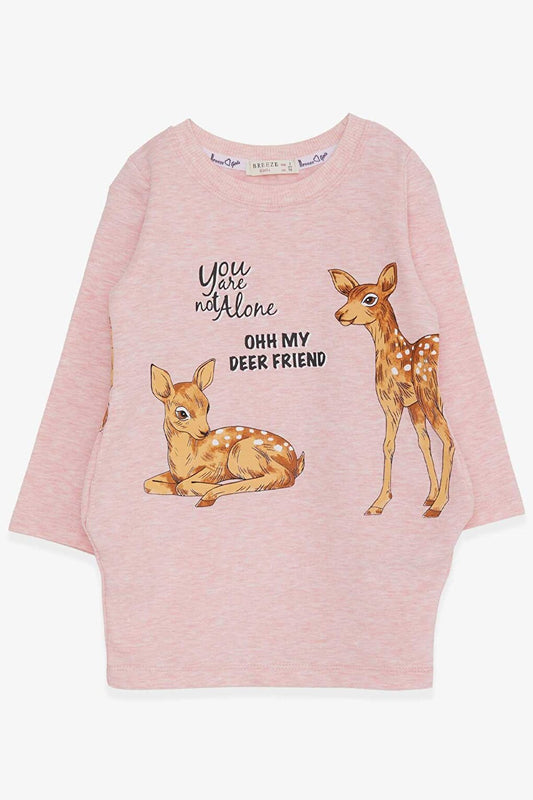 Girl's Tunic Gazelle Printed Salmon Melange (1.5-5 Years)