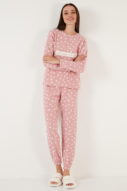 Regular Fit Crew Neck Fleece Pajama Set 6571007