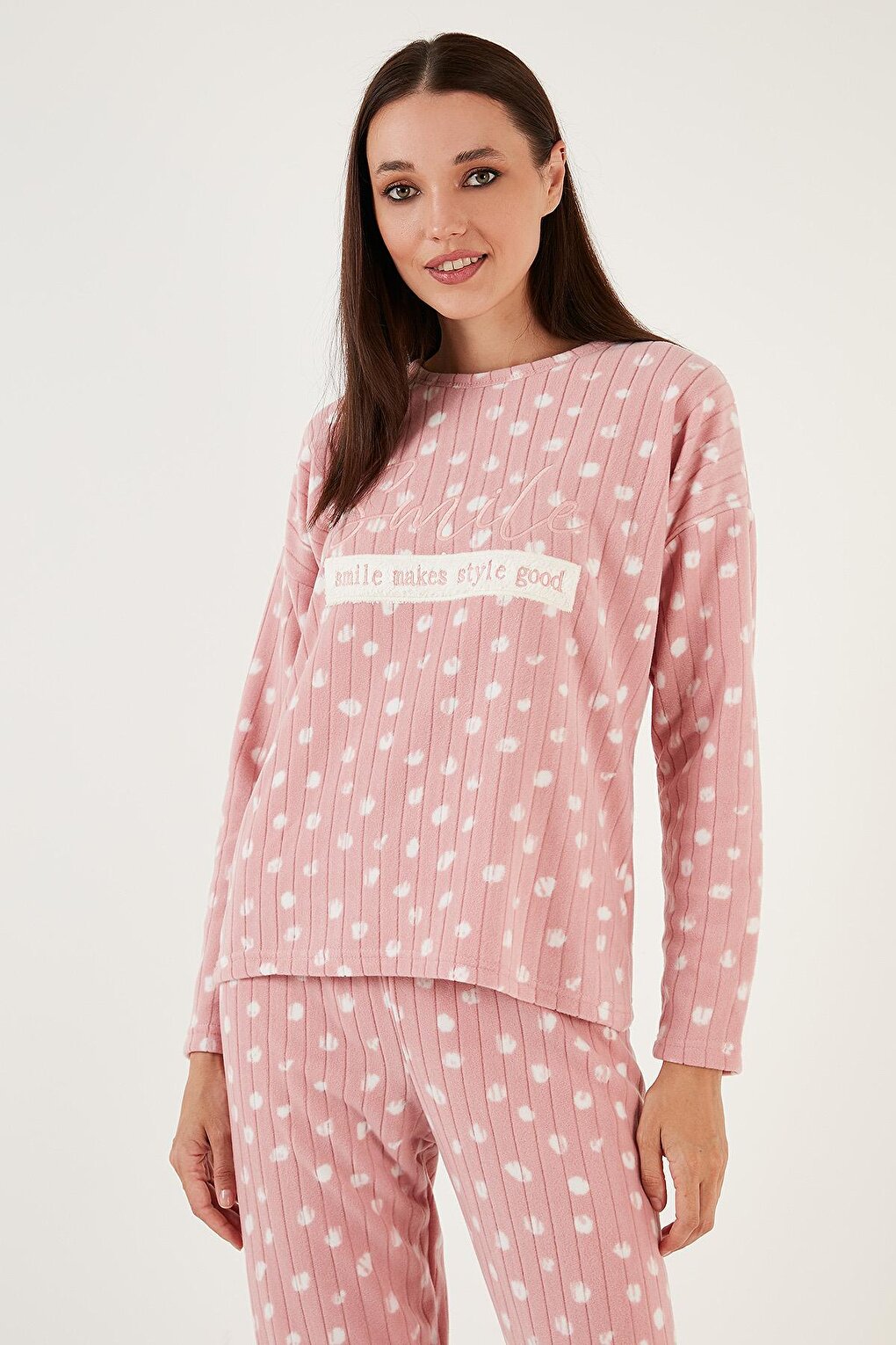 Regular Fit Crew Neck Fleece Pajama Set 6571007