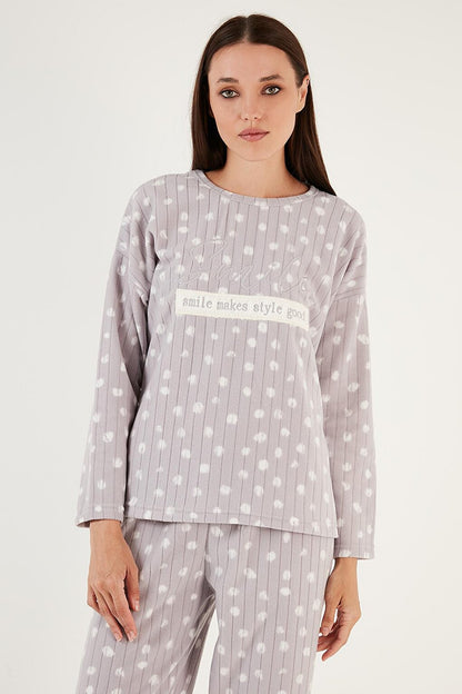 Regular Fit Crew Neck Polar Pajama Set 6571007