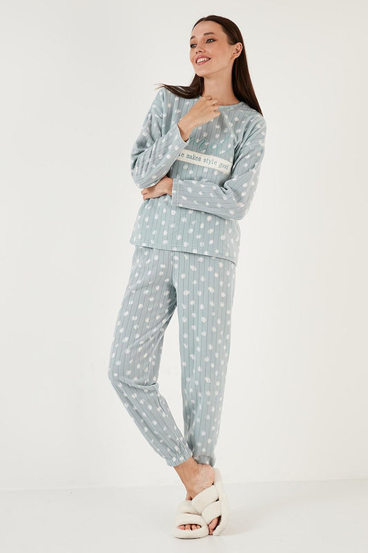 Regular Fit Crew Neck Polar Pajama Set 6571007