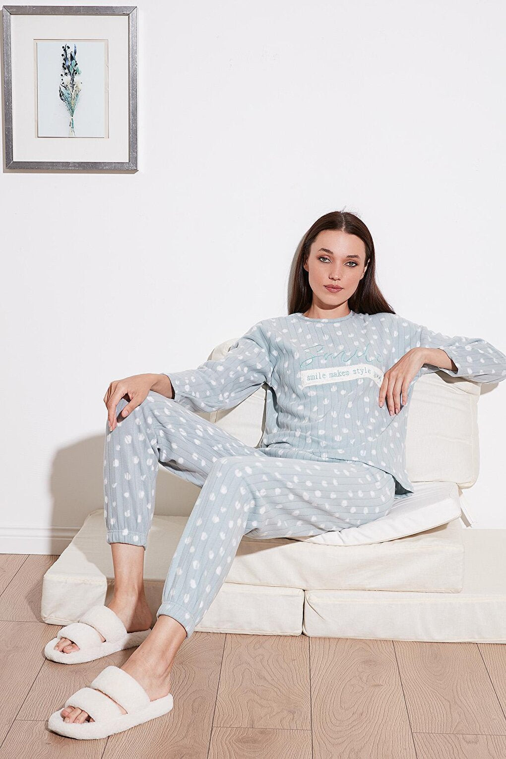 Regular Fit Crew Neck Polar Pajama Set 6571007