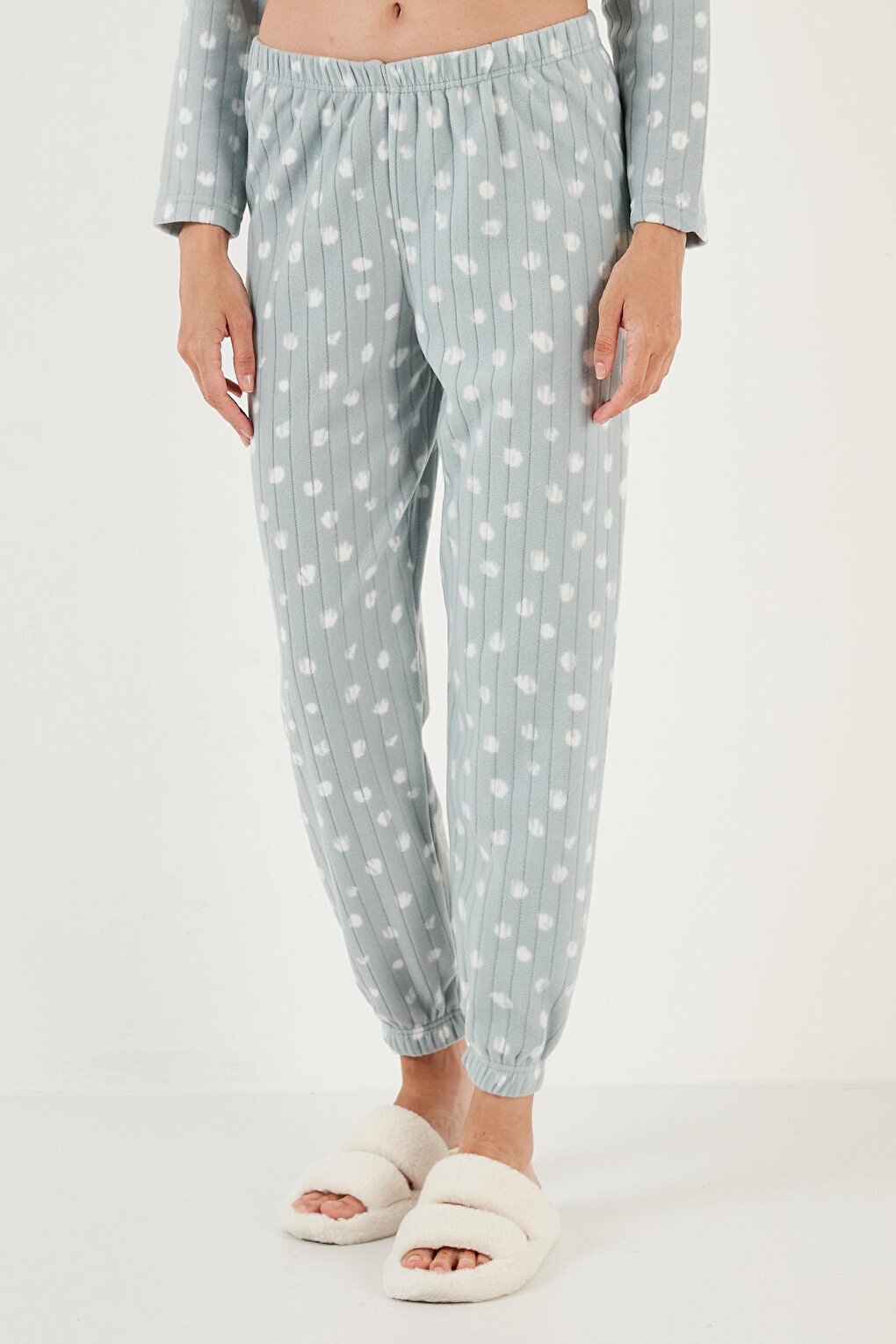 Regular Fit Crew Neck Polar Pajama Set 6571007