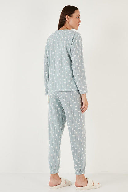 Regular Fit Crew Neck Polar Pajama Set 6571007