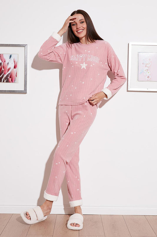 Regular Fit Crew Neck Polar Pajama Set 6571005