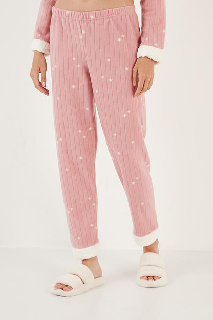 Regular Fit Crew Neck Polar Pajama Set 6571005