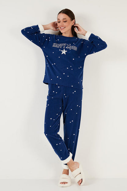 Regular Fit Crew Neck Polar Pajama Set 6571005