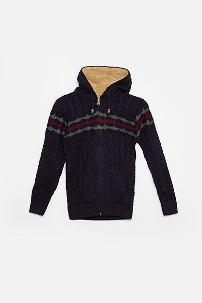 Fur Detailed Knitwear Boys Cardigan