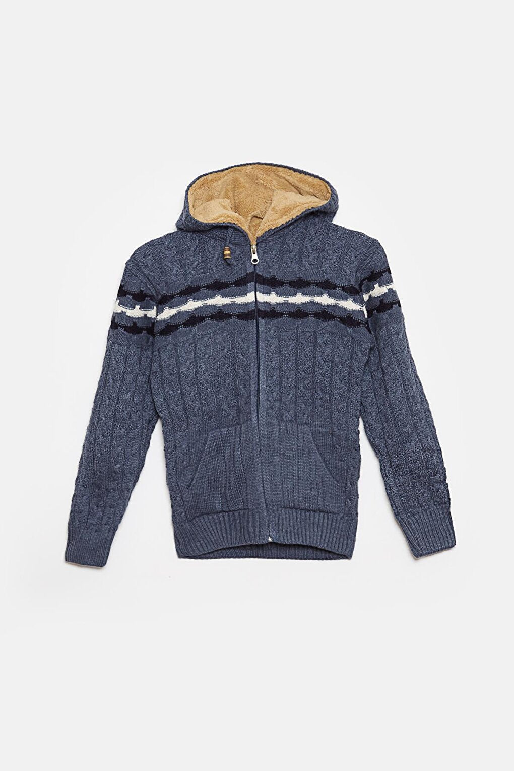 Fur Detailed Knitwear Boys Cardigan