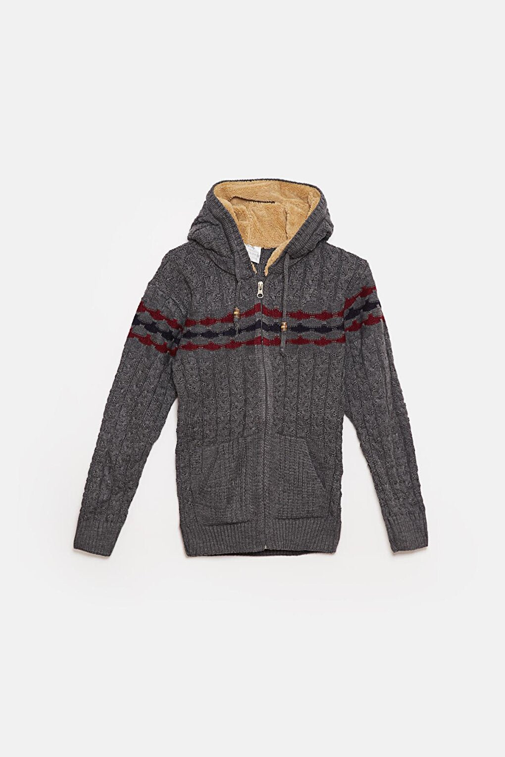 Fur Detailed Knitwear Boys Cardigan