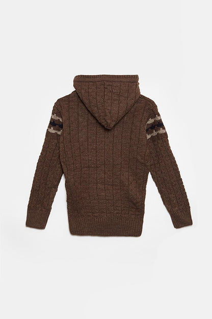 Fur Detailed Knitwear Boys Cardigan