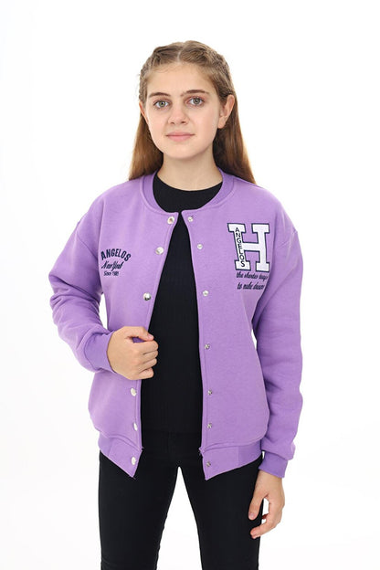 Girl's College Style H Printed Jacket 7 -13 Years Lx273