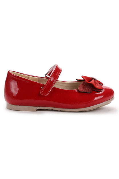 Stoned Velcro Girls' Bow Ballerina Shoes Ege 204 Patent Leather