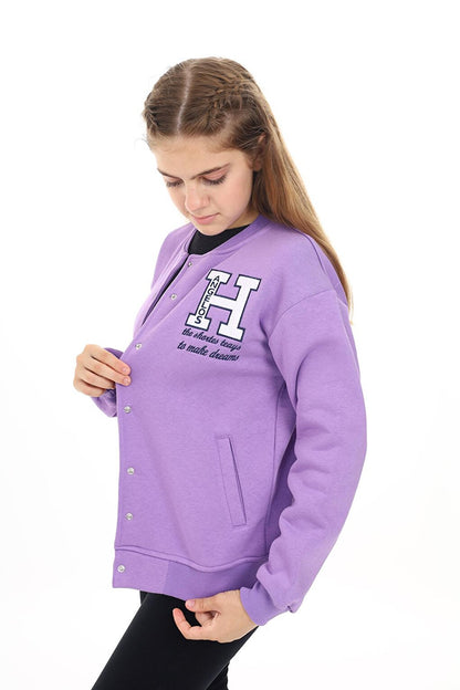 Girl's College Style H Printed Jacket 7 -13 Years Lx273