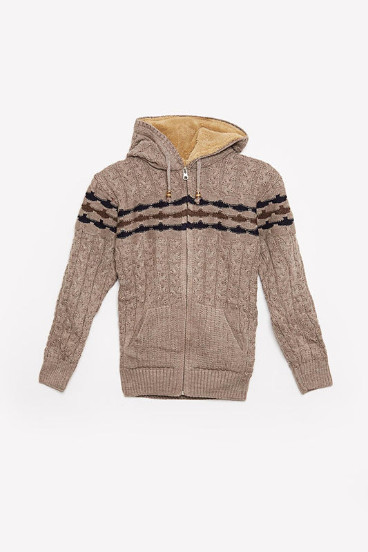 Fur Detailed Knitwear Boys Cardigan