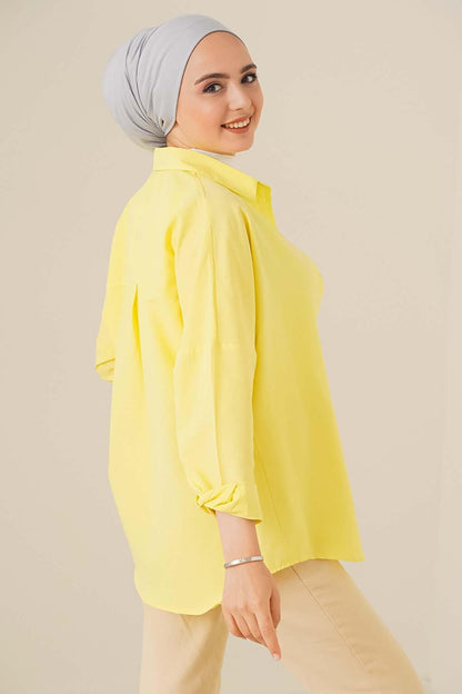 103901 Oversize Basic Hijab Shirt - Yellow