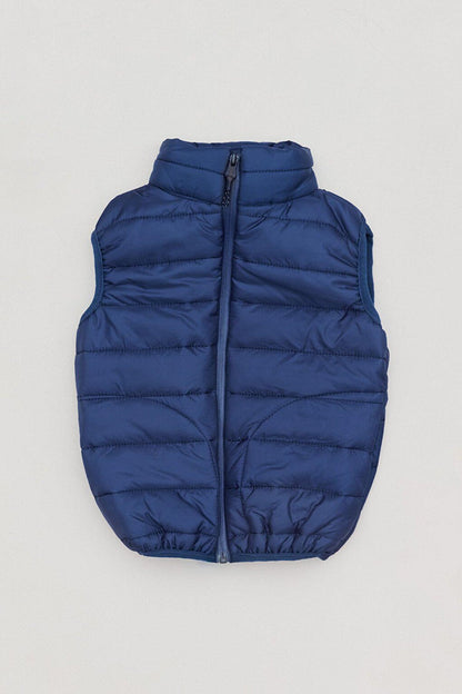 High Collar Boy's Puffer Vest with Pockets