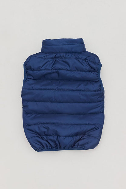 High Collar Boy's Puffer Vest with Pockets