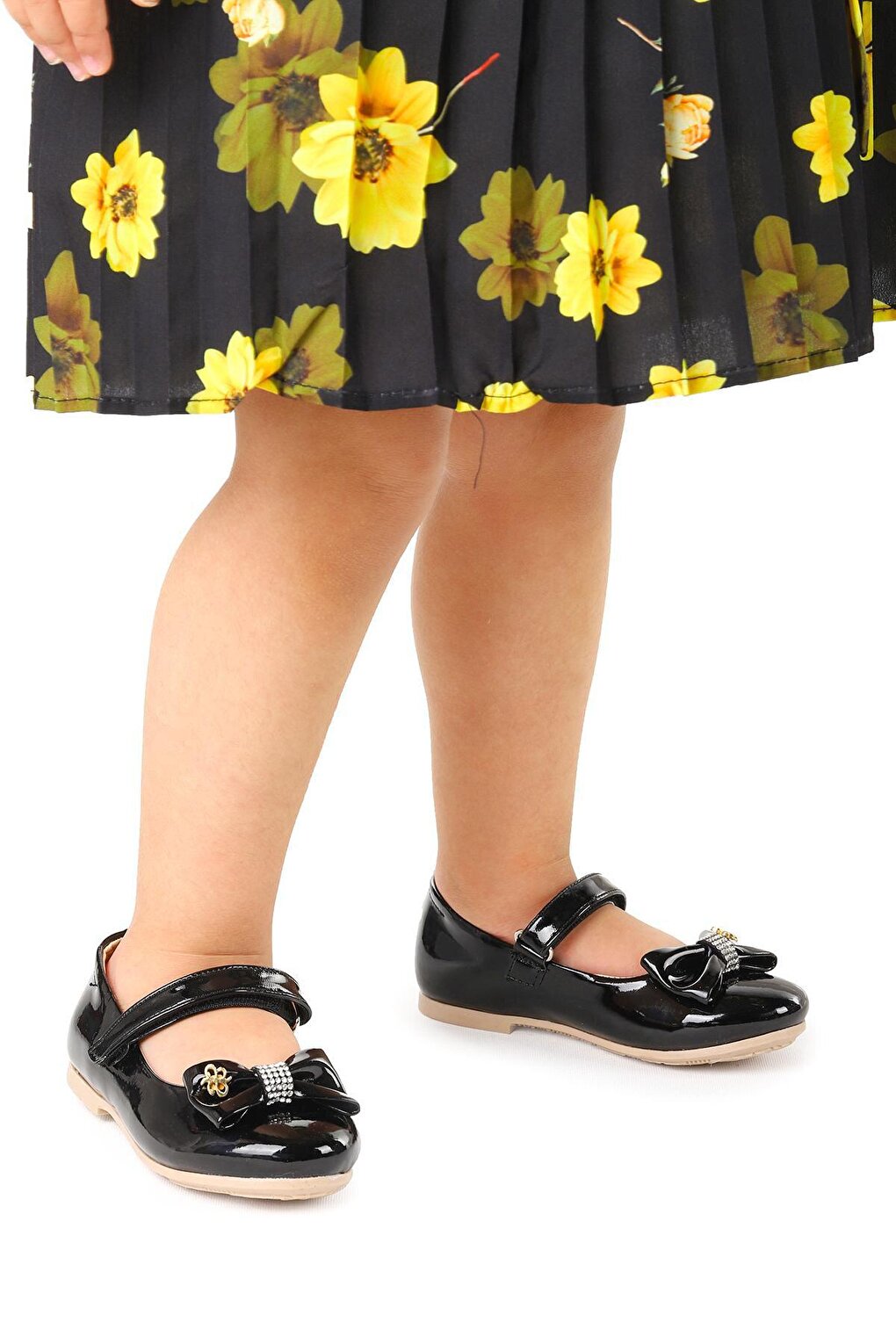 Velcro Bow Girls' Ballerina Shoes Ege 201 Patent Leather