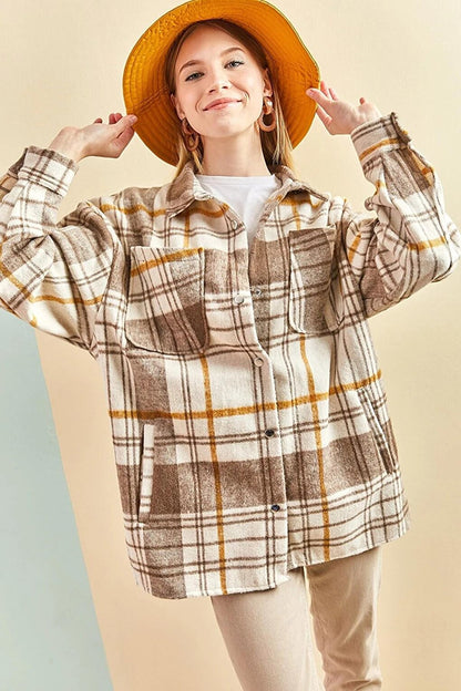 Women's Plaid Pattern Lumberjack Shirt with Rubber on the Back