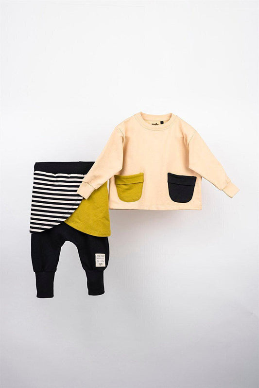 Long Sleeve 2-Piece Set with Colorful Pockets