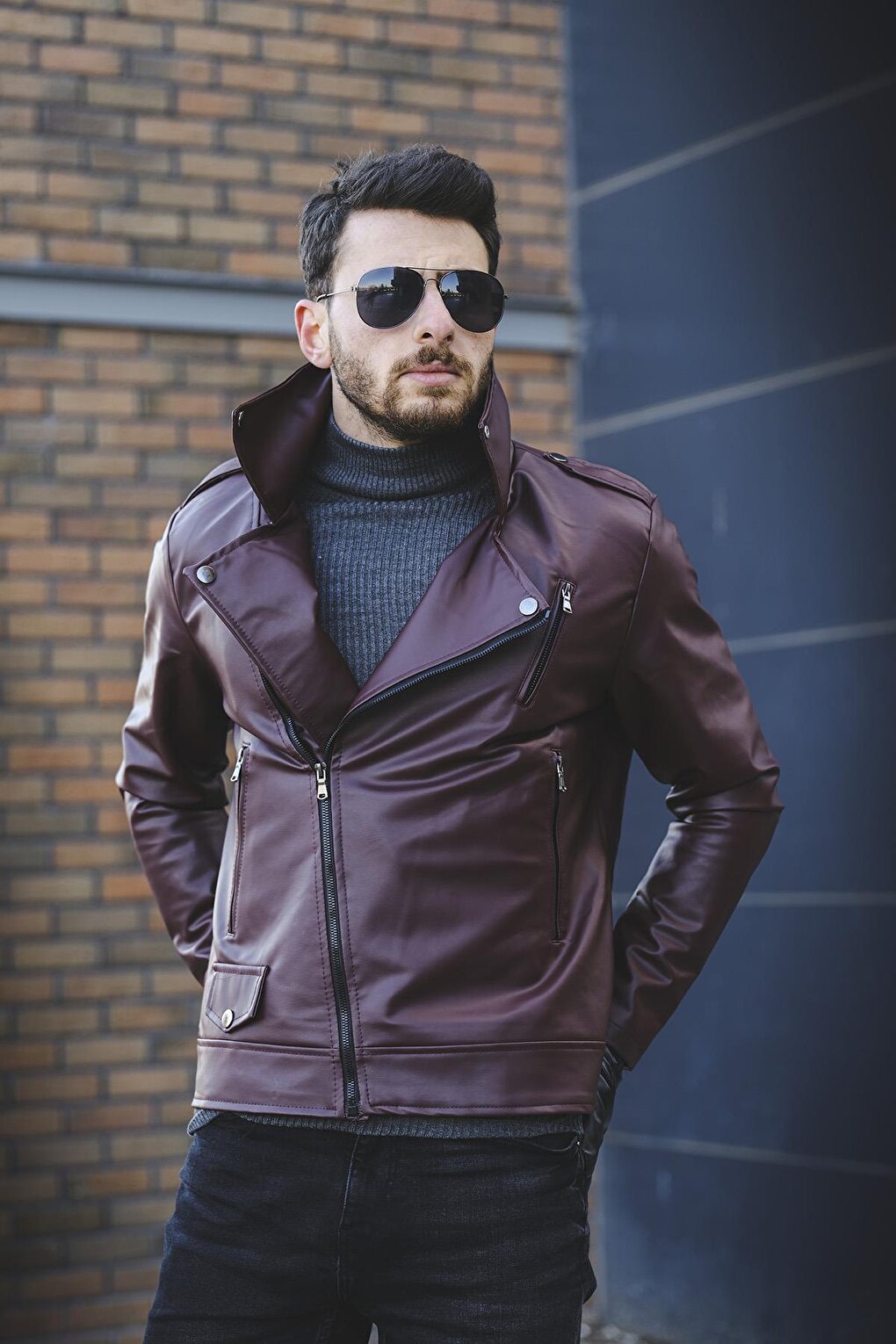 Tuci Aldrin Slim Fit Leather Jacket