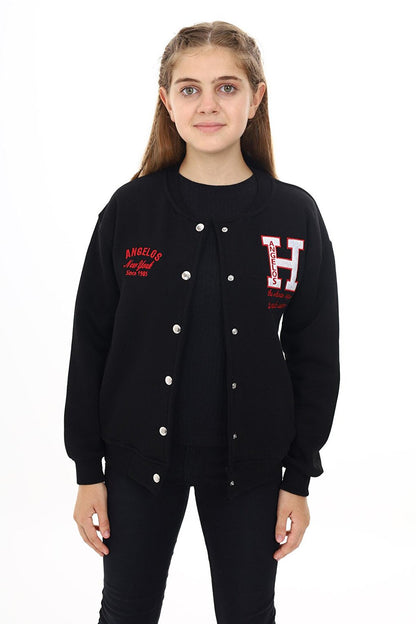 Girl's College Style H Printed Jacket 7 -13 Years Lx273