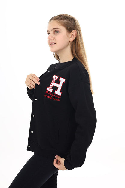 Girl's College Style H Printed Jacket 7 -13 Years Lx273