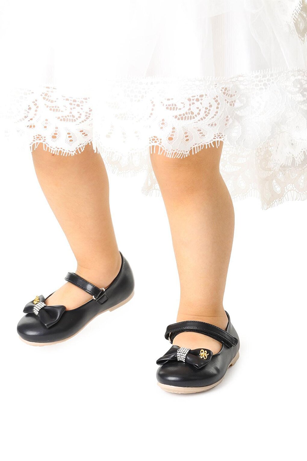 Velcro Bow Girls Ballerina Shoes Ege 201 Skin