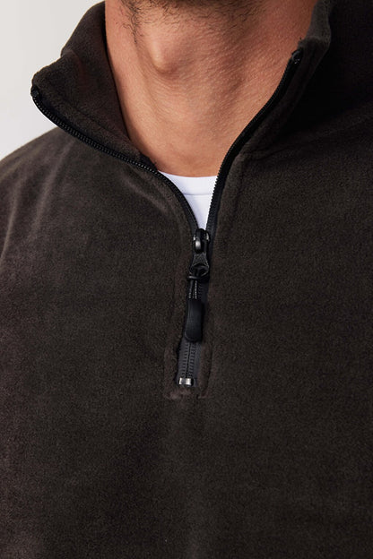 Men's Stand-up Collar Non-Pilling Cold-Proof Standard Fit Comfortable Cut Smoked Fleece Sweatshirt