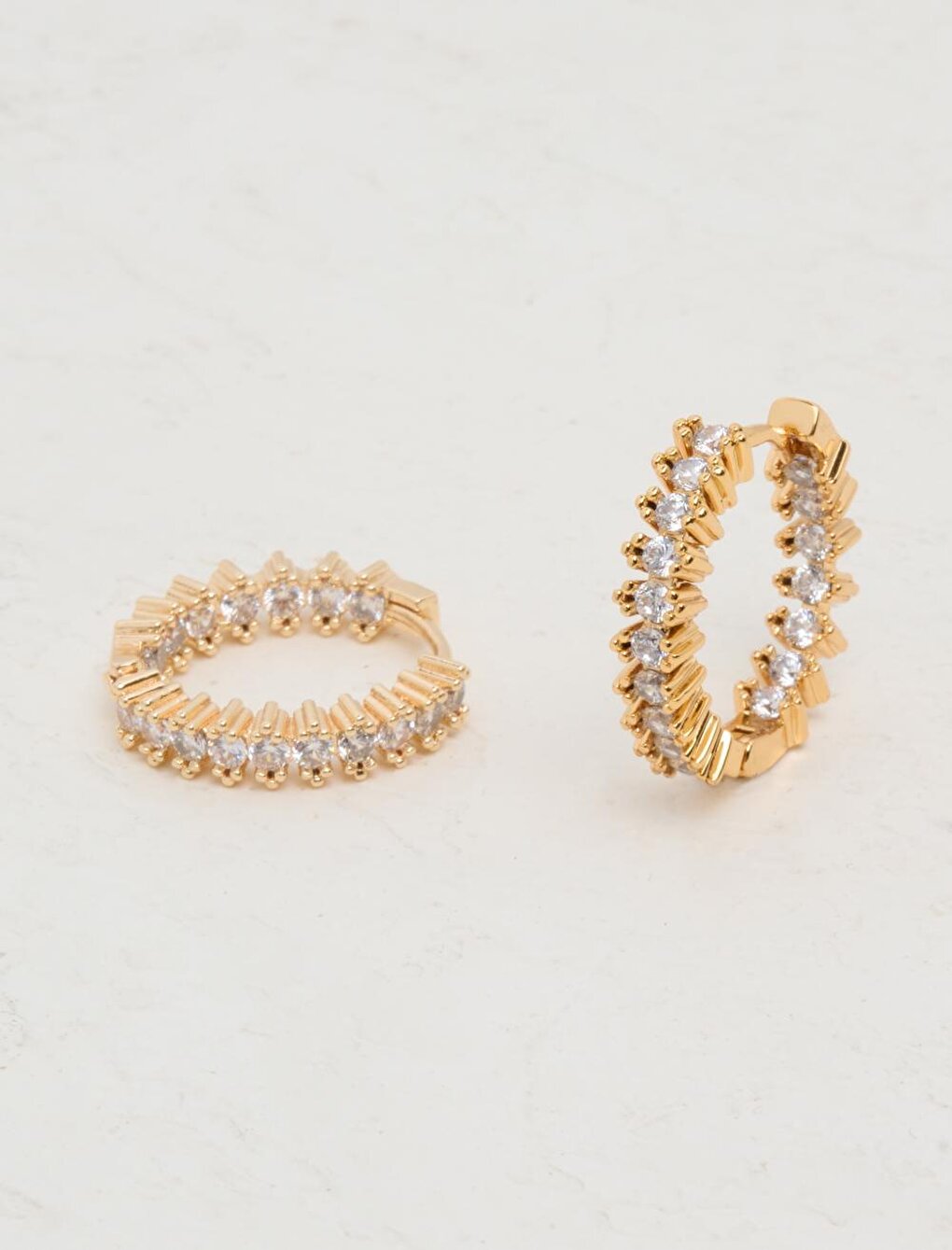 Stylish Hoop Earrings with Gold Shiny Stones