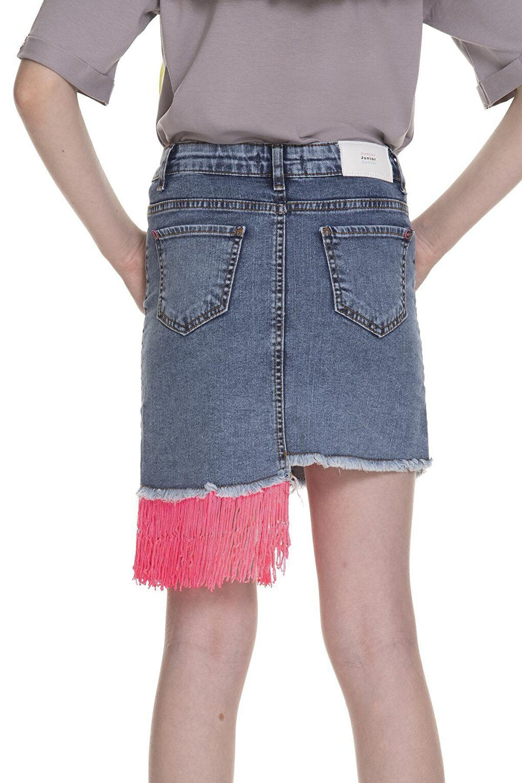 Girl's Pink Tasseled Jean Skirt 3-13 Years