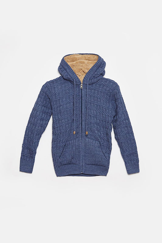 Fur Detailed Knitwear Boys Cardigan