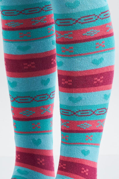 Patterned Children's Pantyhose TURQUOISE