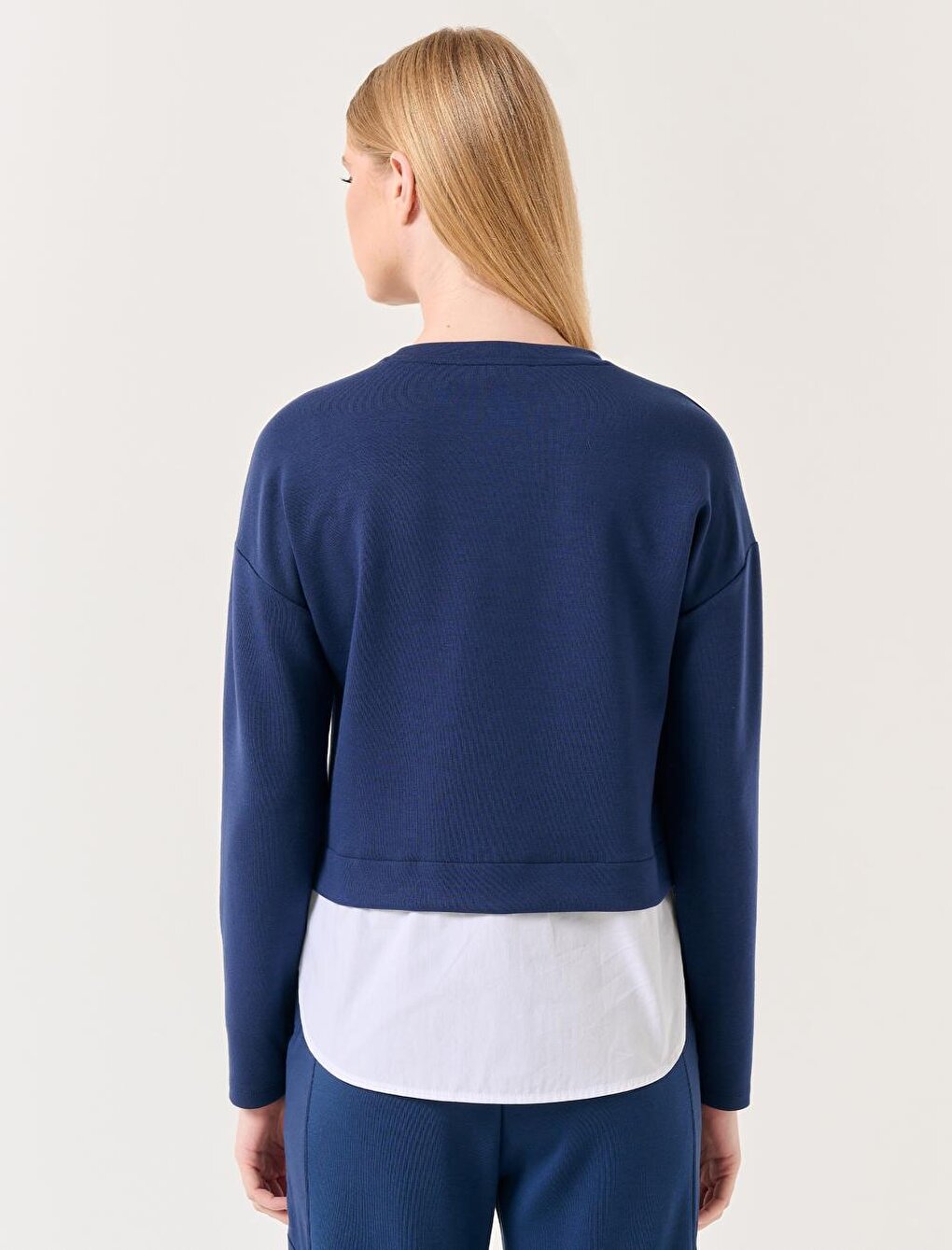 Navy Blue Long Sleeve Crew Neck Sweatshirt