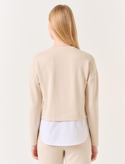 Beige Long Sleeve Crew Neck Sweatshirt