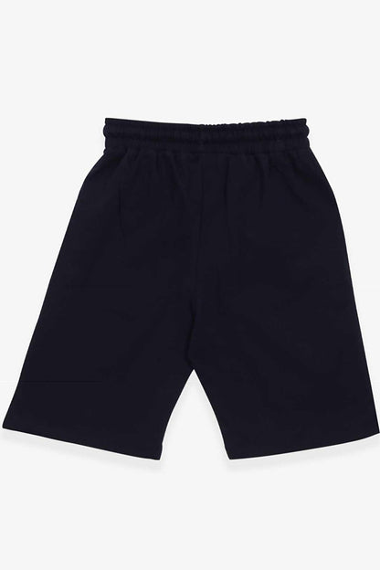 Boy's Shorts Text Printed Navy Blue (Ages 8-12)