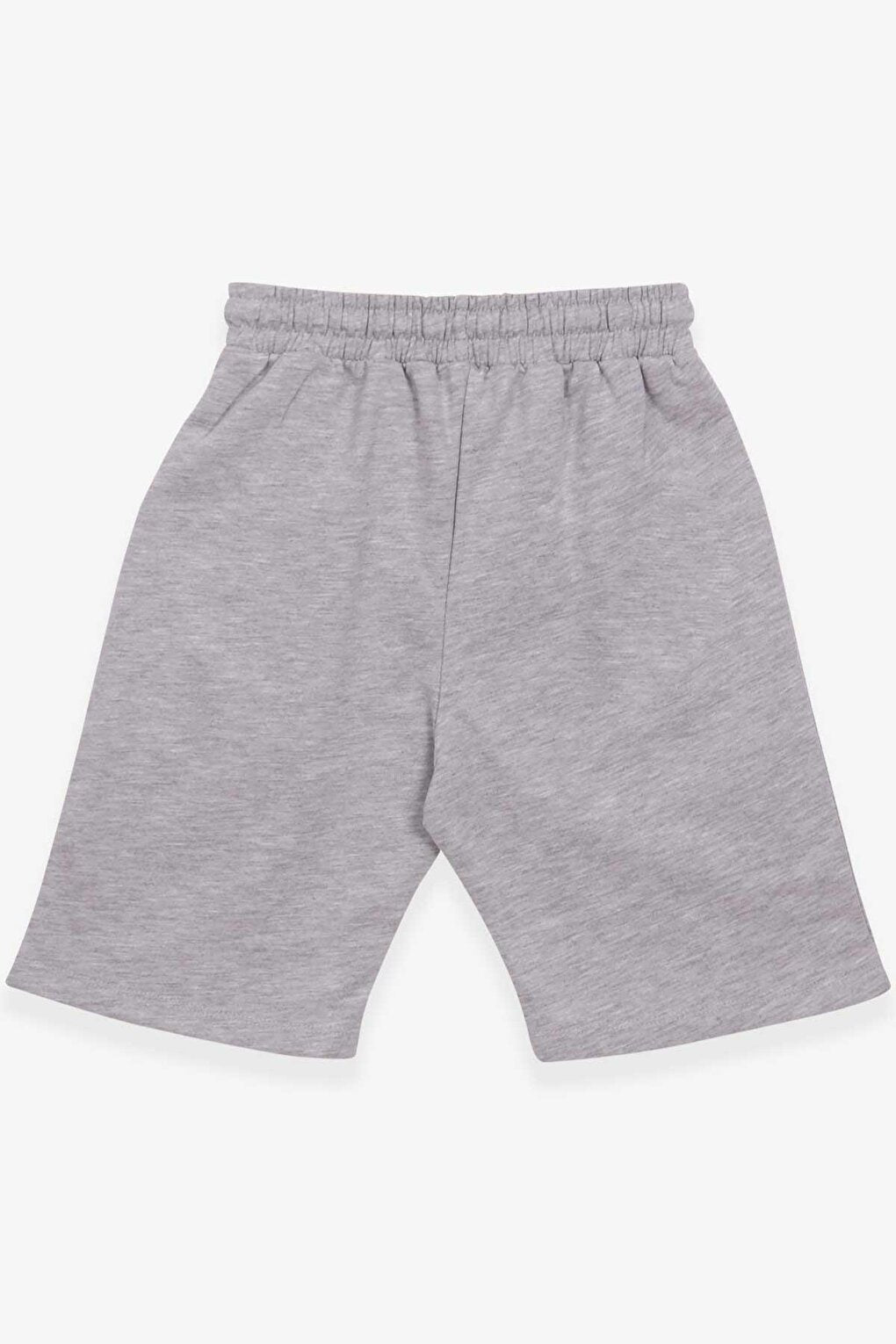 Boy's Shorts Text Printed Light Gray Melange (Ages 8-10)