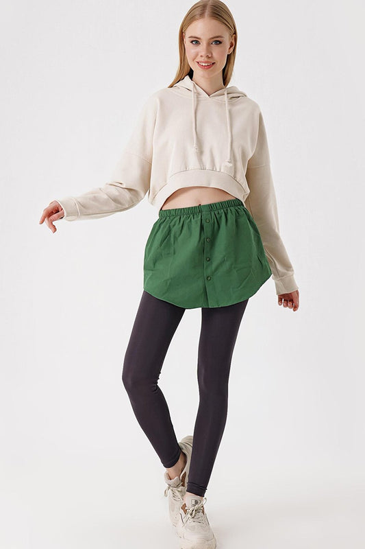 1888 Sweatshirt and Shirt Skirt Under Sweater - Emerald Green