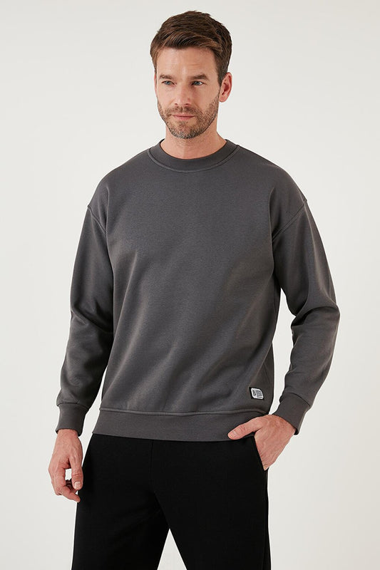 Regular Fit Crew Neck Cotton Soft Lined Sweatshirt 5905255