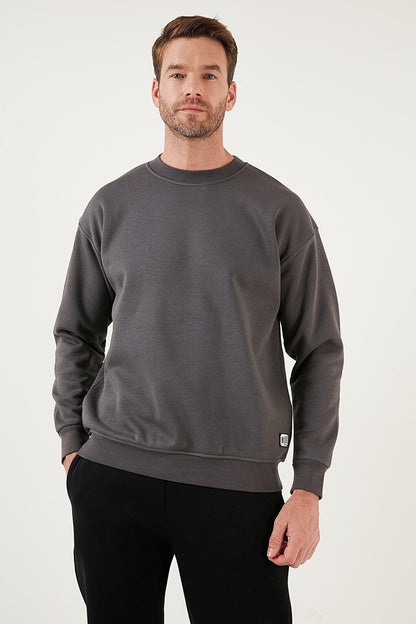 Regular Fit Crew Neck Cotton Soft Lined Sweatshirt 5905255