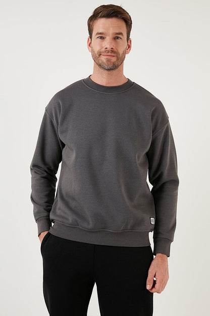 Regular Fit Crew Neck Cotton Soft Lined Sweatshirt 5905255