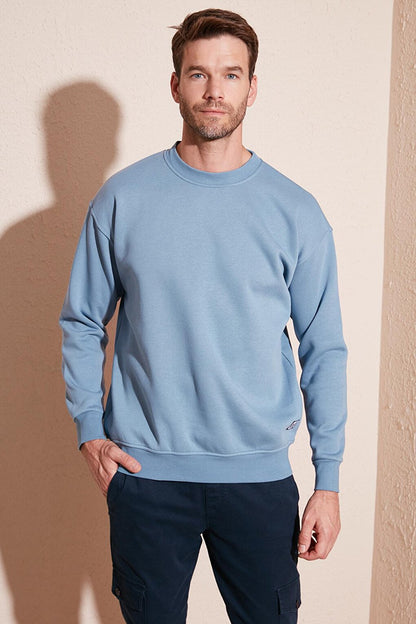 Regular Fit Crew Neck Cotton Soft Lined Sweatshirt 5905255