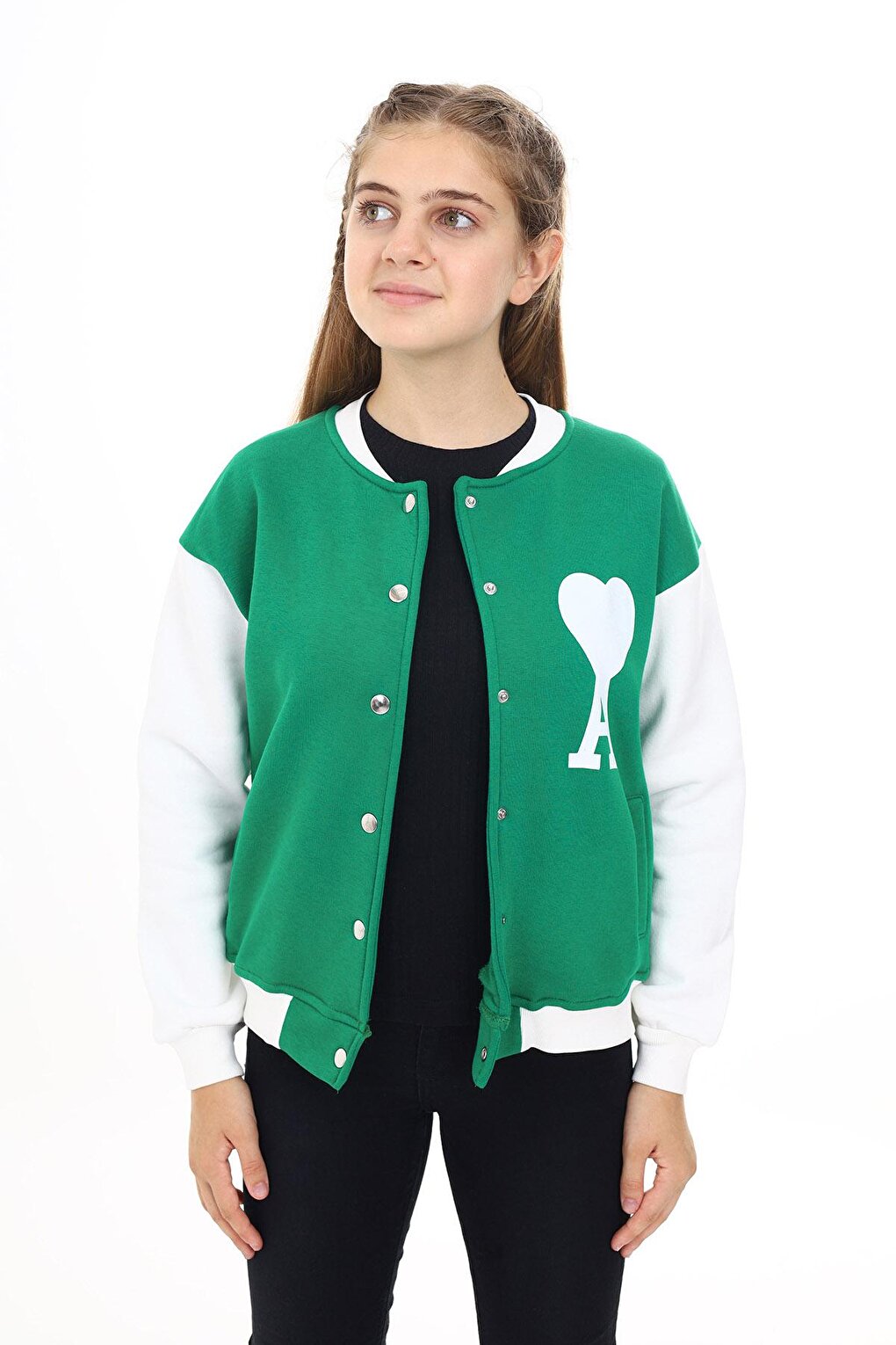 Girl's College Style Heart Printed Jacket 7 -13 Years Lx276